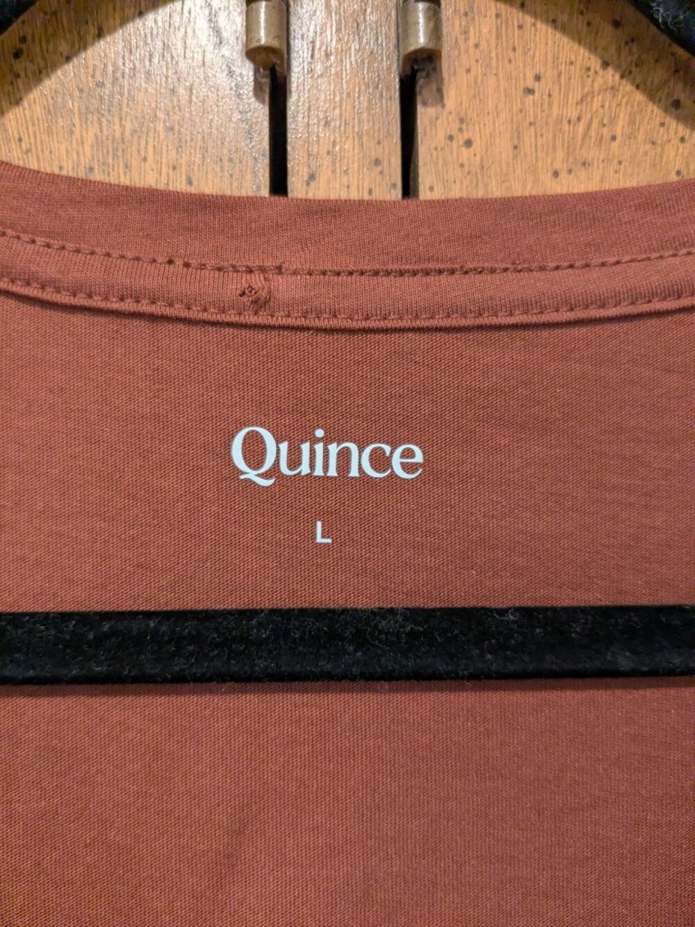 Quince Cotton Modal V-Neck Tee Copper Reddish Brown Large Short Sleeve T-Shirt T - Picture 6 of 8